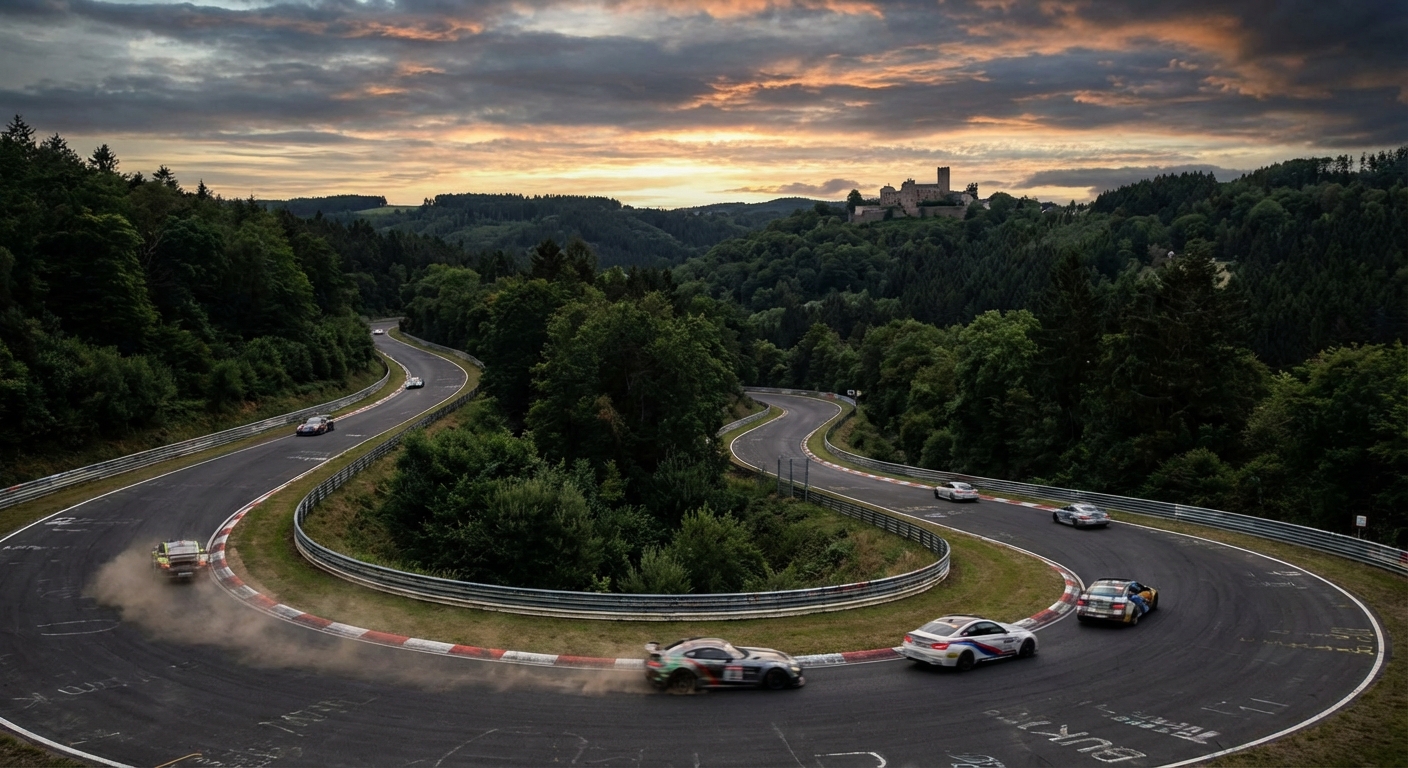 Nürburgring Rennstrecke mit Zuschauertribüne