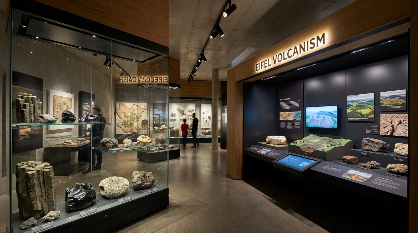 Fossilienfunde und geologische Ausstellung in einem Museum